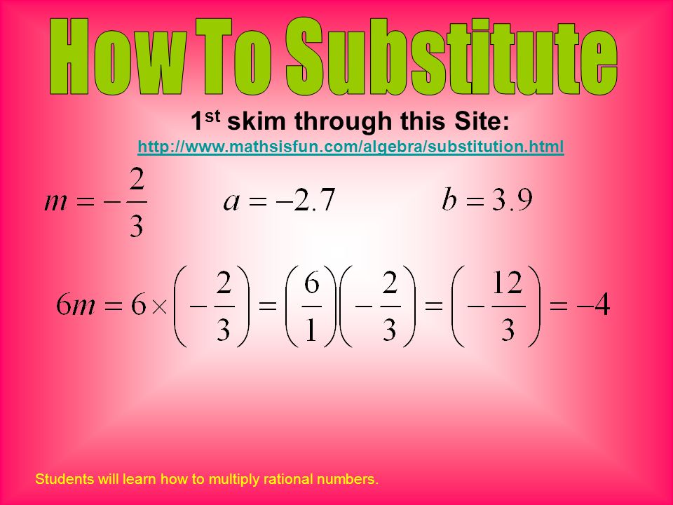 1 st skim through this Site:     Students will learn how to multiply rational numbers.