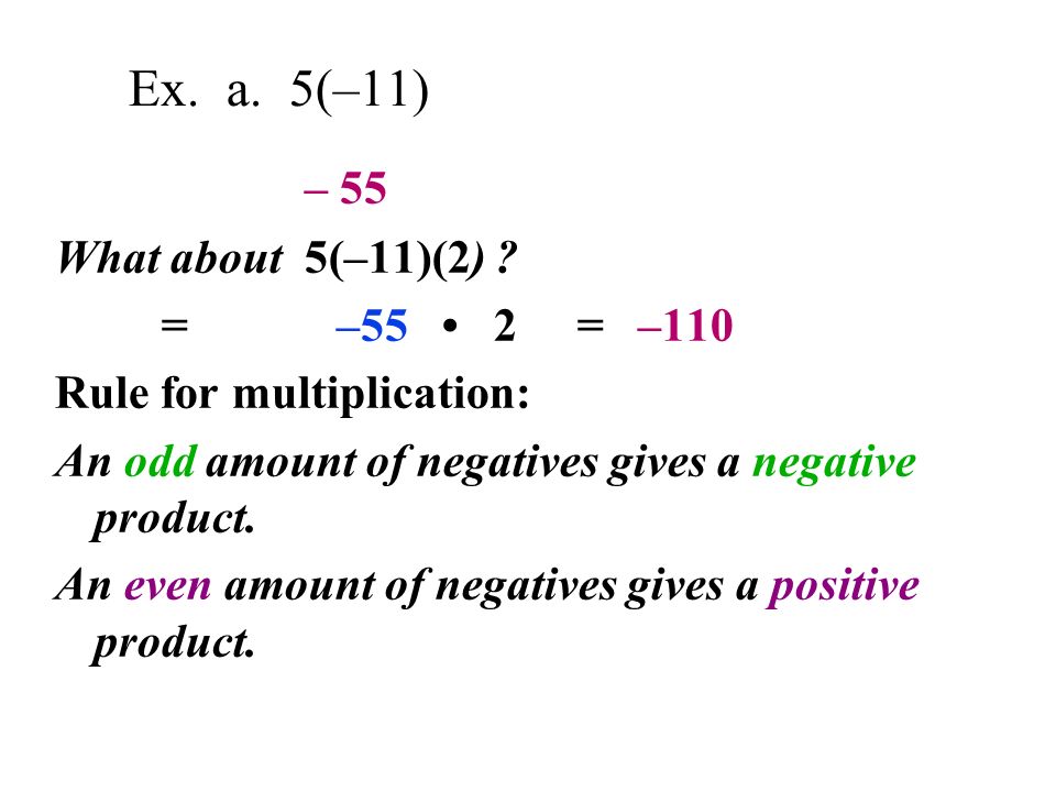 Ex. a. 5(–11) – 55 What about 5(–11)(2) .