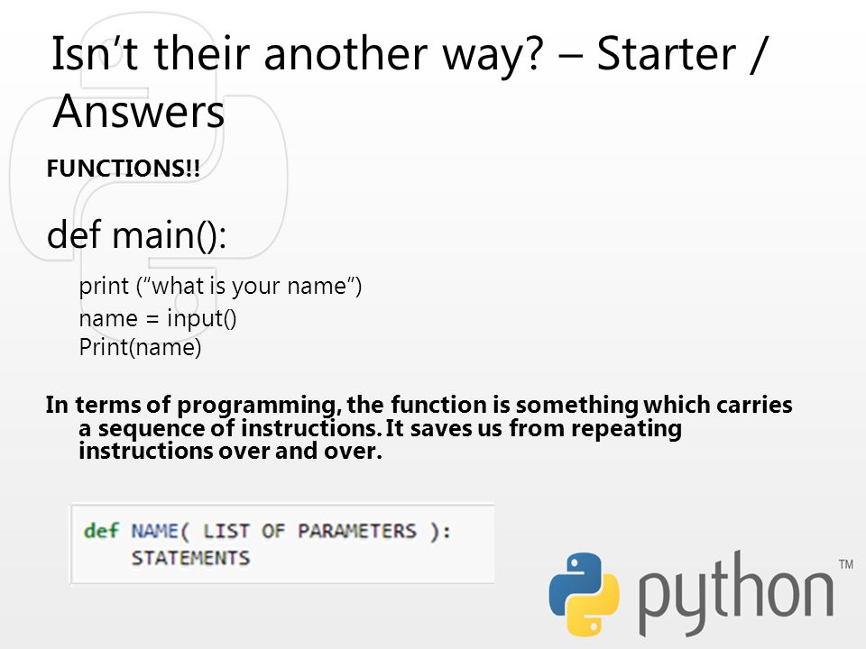 Isn’t their another way. – Starter / Answers FUNCTIONS!.