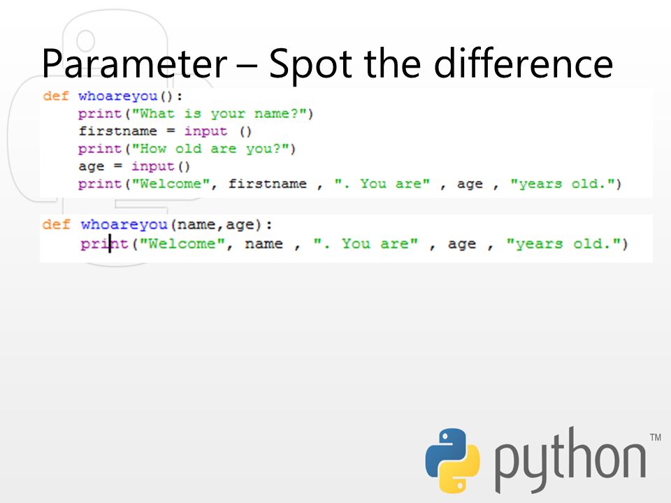 Parameter – Spot the difference