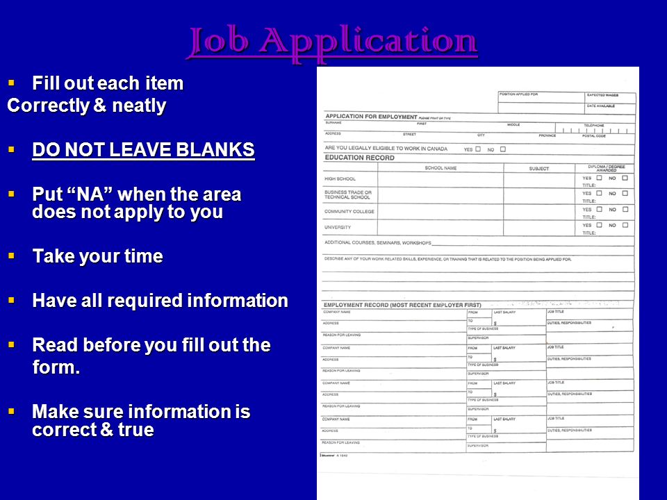 how to fill out job applications correctly