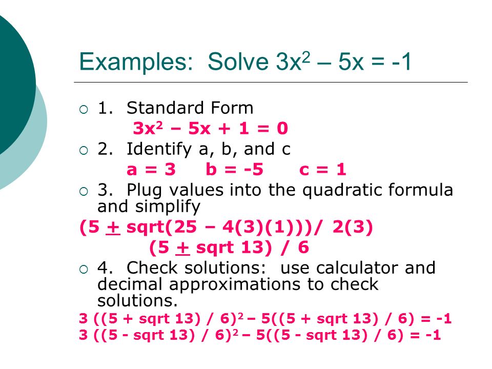 Class 2 College Algebra Objectives Solve Quadratic Equations Discriminant Rules We Will Use These When Solving Quadratic Equations In The Complex Number