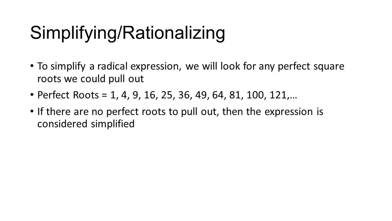 5 6 1 Square Root Method Recall We Solved Quadratic Equations 5 Simplifying Rationalizing