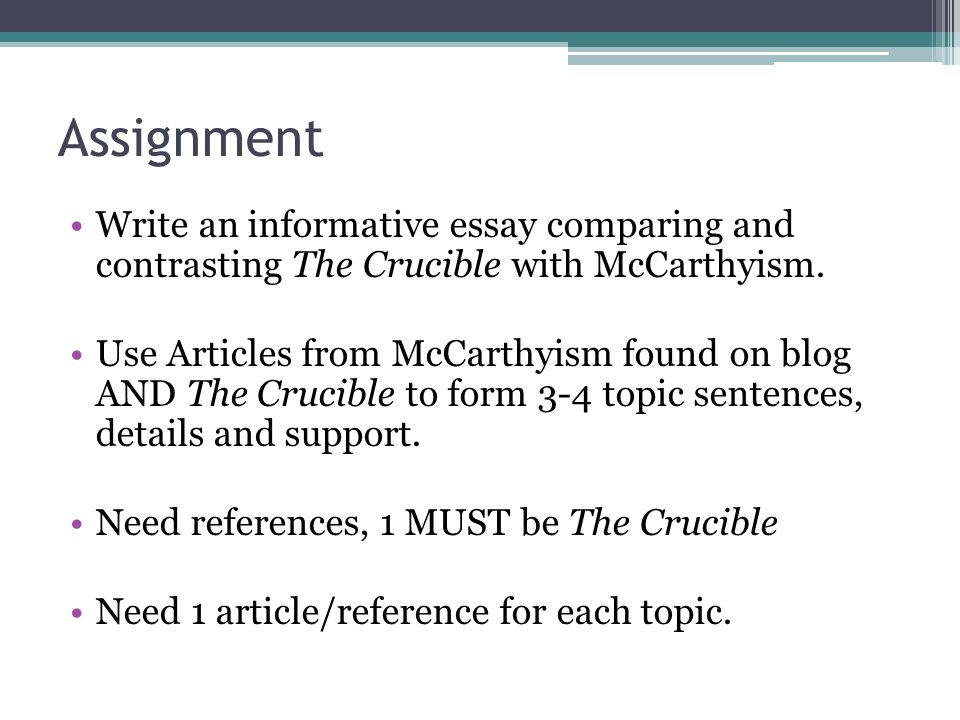 Crucible essay topic