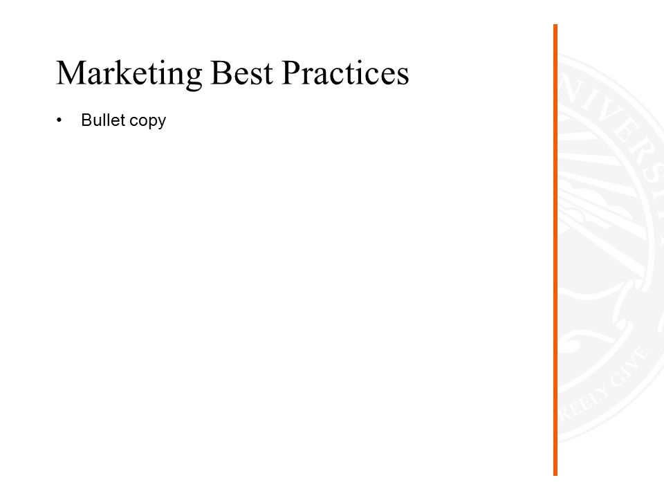 Marketing Best Practices Bullet copy