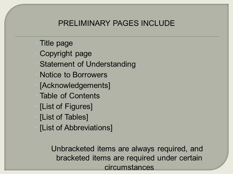 Dissertation Copyright Page Contents