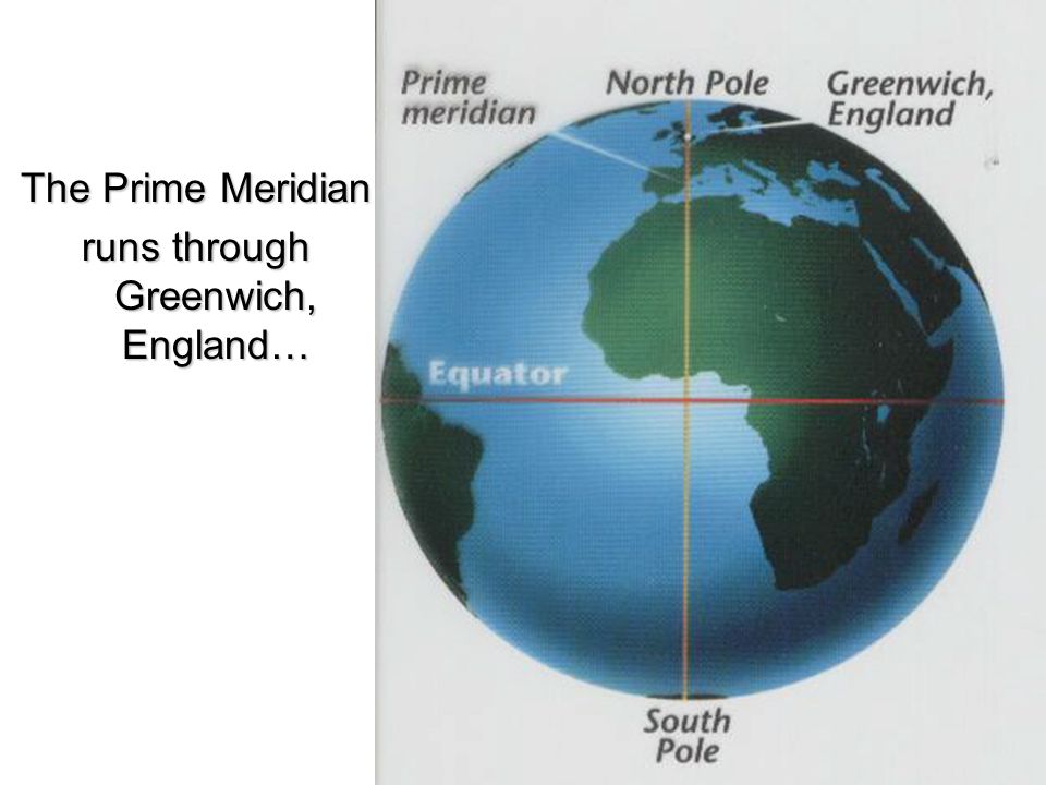 The Prime Meridian runs through Greenwich, England…