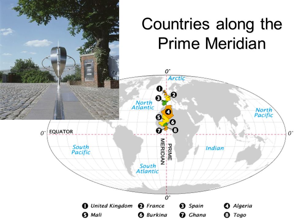 Countries along the Prime Meridian