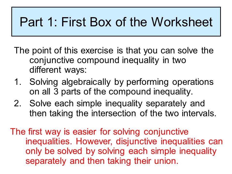Compound Inequalities Worksheets Worksheet Compound Inequalities And Difference From Simple