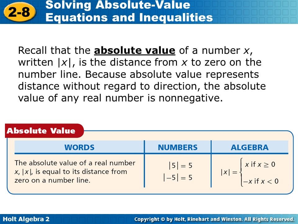 Solving Problems With Absolute Value