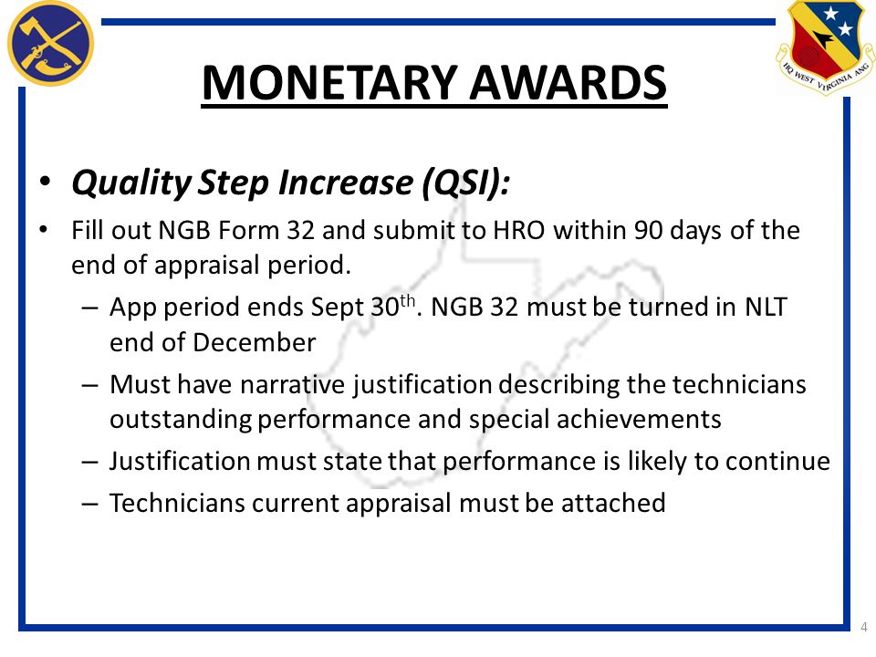 i ncentive awards wv supplement tpr incentives purposes overview ngb form 32