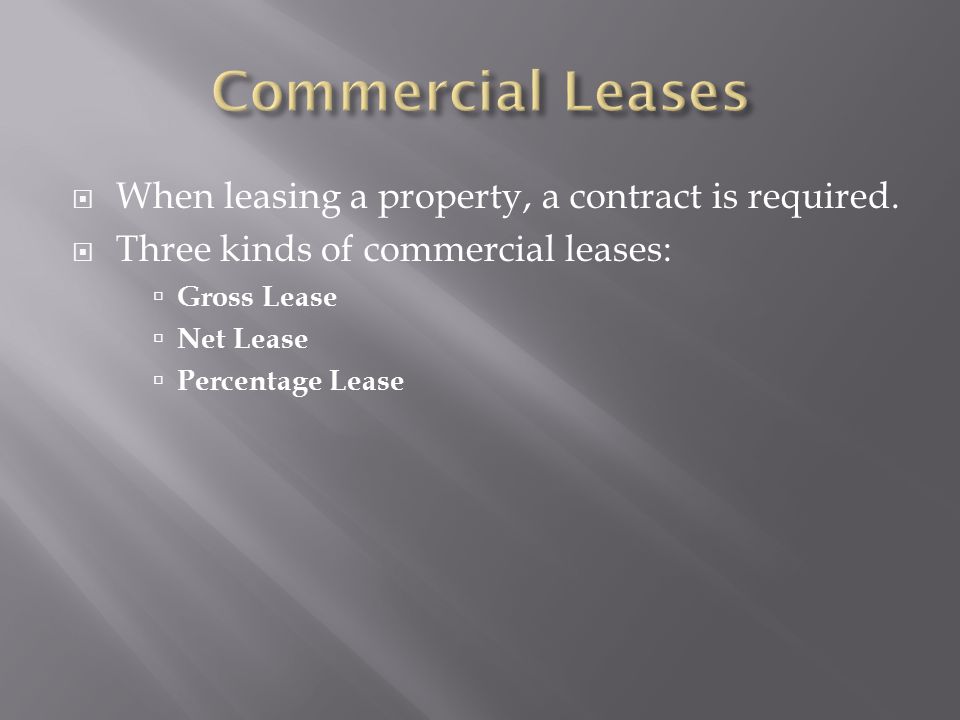  When leasing a property, a contract is required.