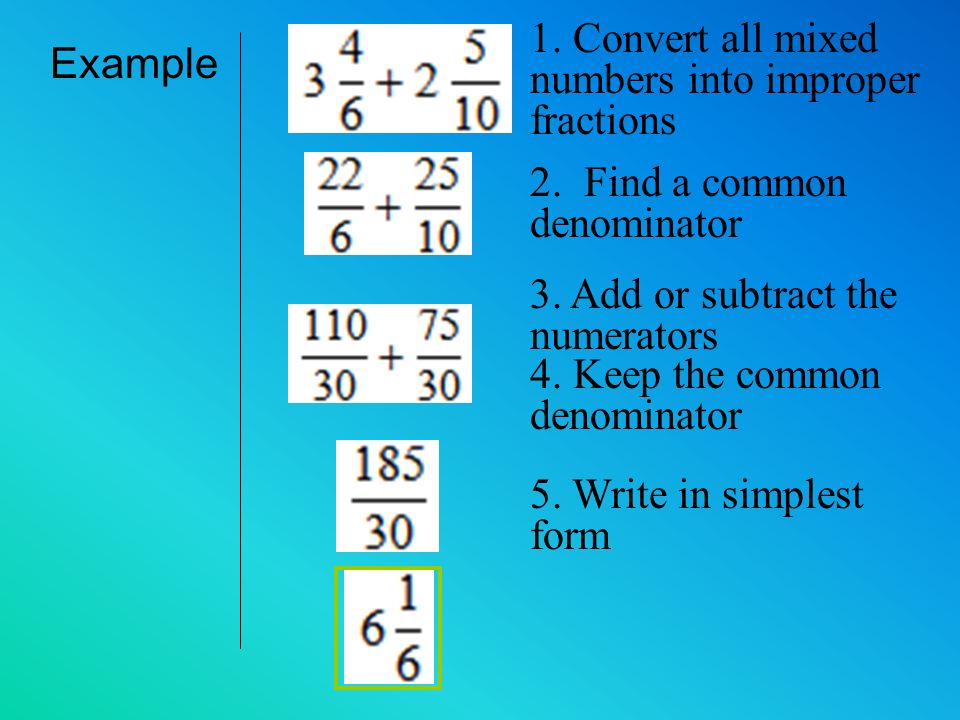 Example Convert 26 to a mixed number R 2