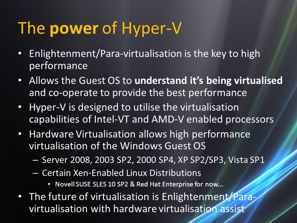 Hyper-V On Vista Sp2