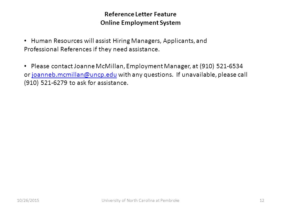 professional reference letter