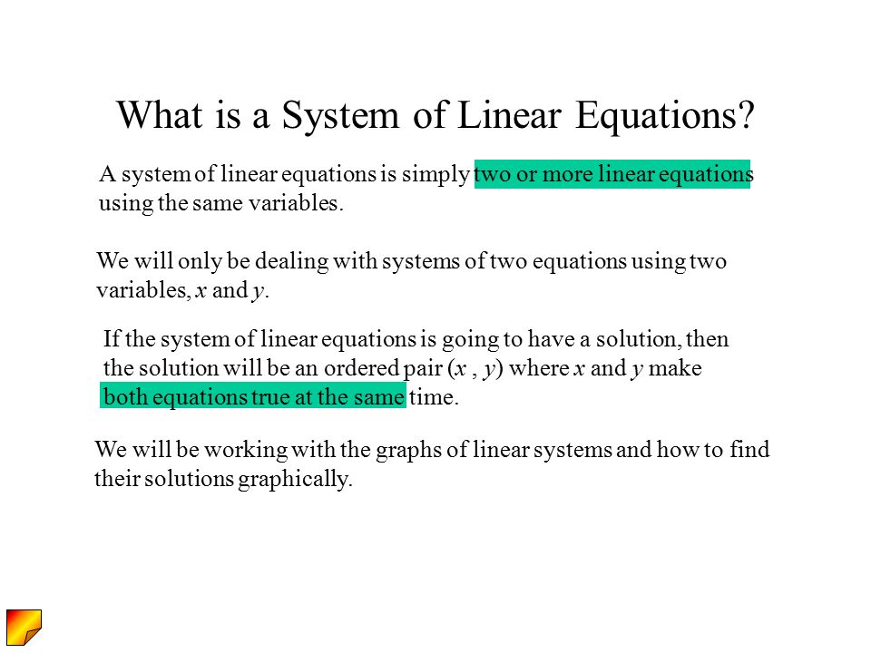 What is a System of Linear Equations.