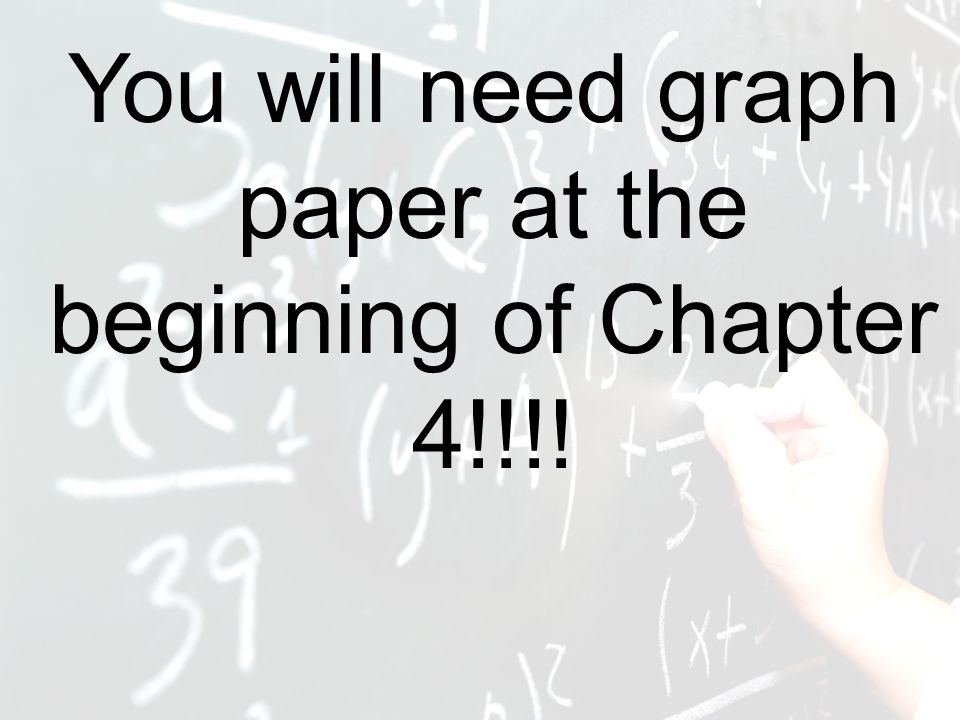 You will need graph paper at the beginning of Chapter 4!!!!
