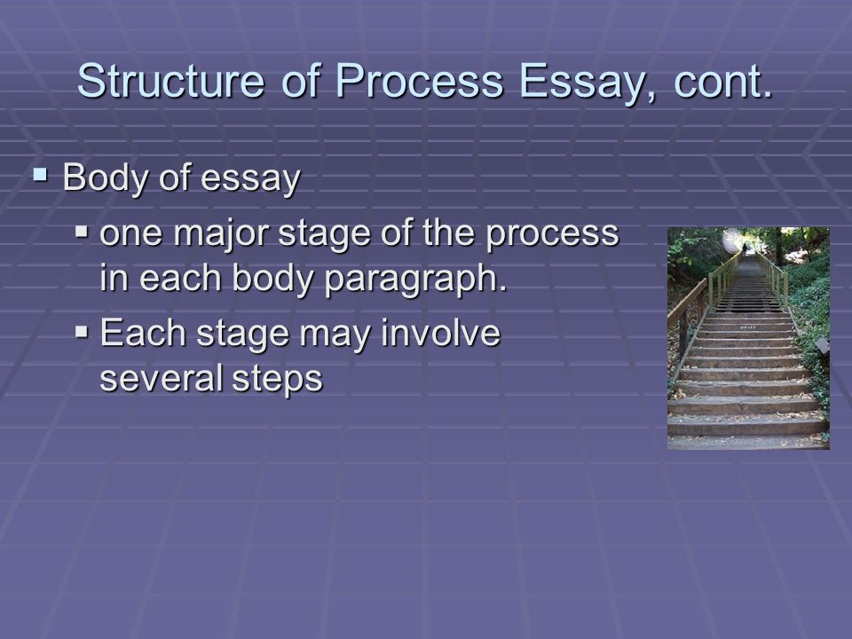explaining a process essay An essay explaining how a lawn mower works would be an informative type of process analysis (usally written from the third-person point of view)an essay explaining how to mow a lawn would be a directive type of process analysis (usually written in the second-person). explaining a process essay An essay explaining how a lawn mower works would be an informative type of process analysis (usally written from the third-person point of view)an essay explaining how to mow a lawn would be a directive type of process analysis (usually written in the second-person).