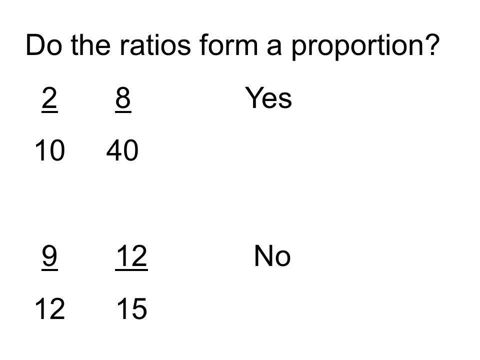 Do the ratios form a proportion 2 8 Yes No 12 15