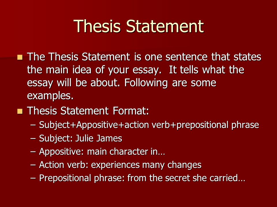 Thesis Statement Format Examples