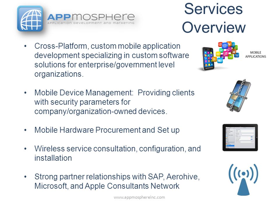 Cross-Platform, custom mobile application development specializing in custom software solutions for enterprise/government level organizations.