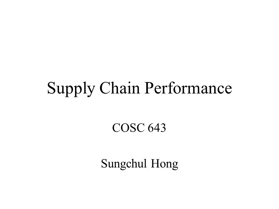 Supply Chain Performance COSC 643 Sungchul Hong