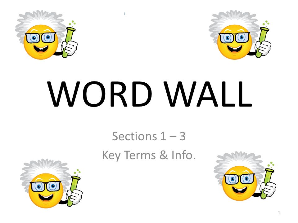 WORD WALL Sections 1 – 3 Key Terms & Info. 1