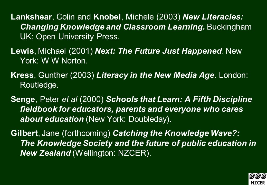 Lankshear, Colin and Knobel, Michele (2003) New Literacies: Changing Knowledge and Classroom Learning.