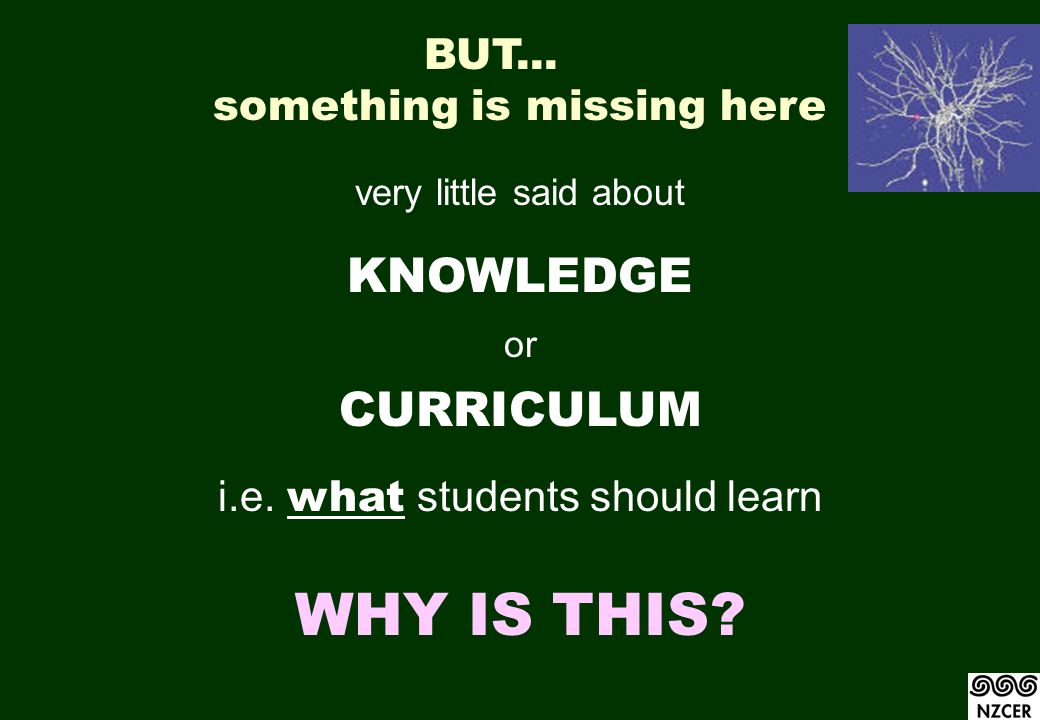 BUT... something is missing here very little said about KNOWLEDGE or CURRICULUM i.e.