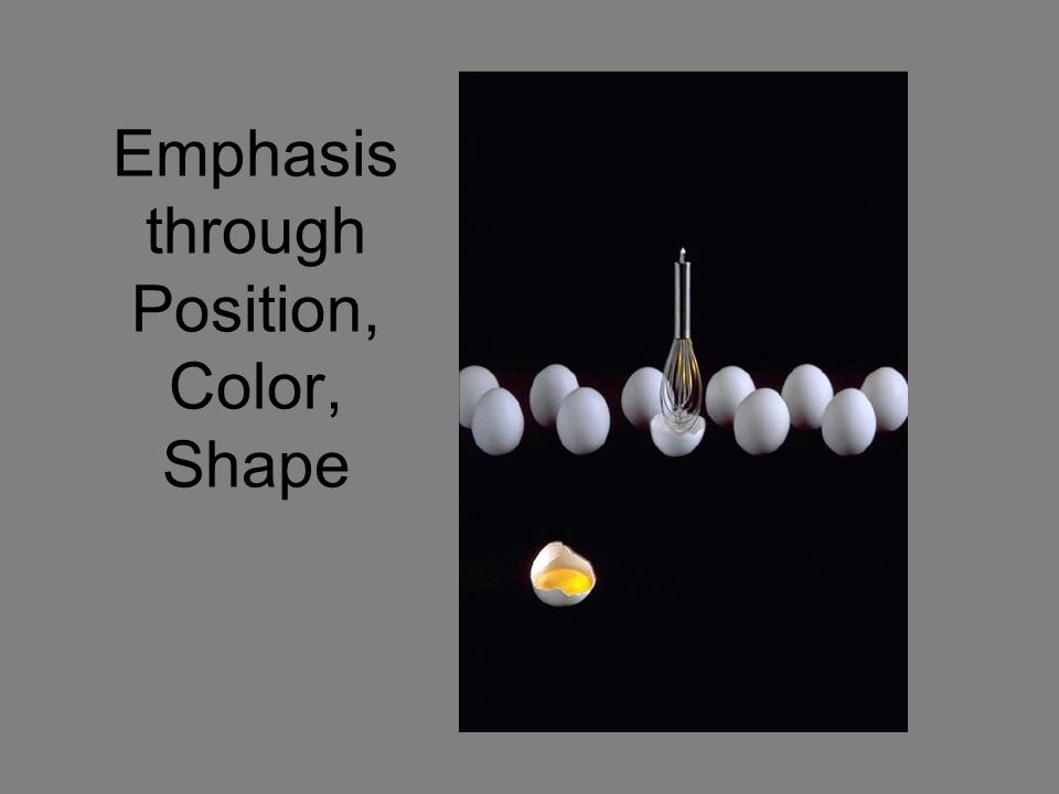 Emphasis through Position, Color, Shape