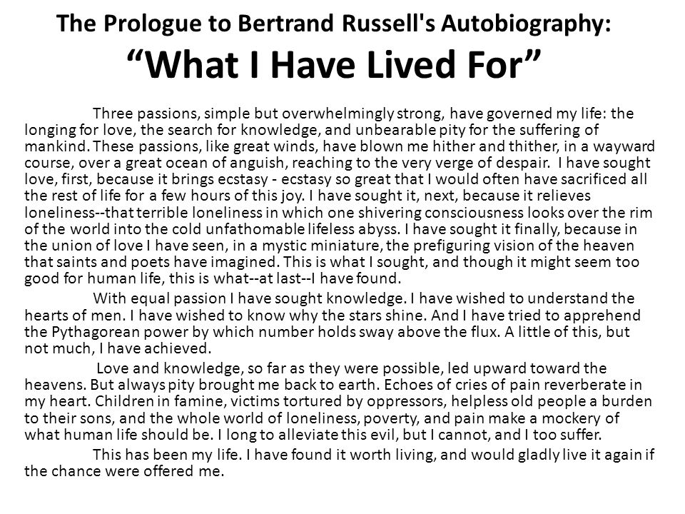 What i have lived for bertrand russell essay analysis