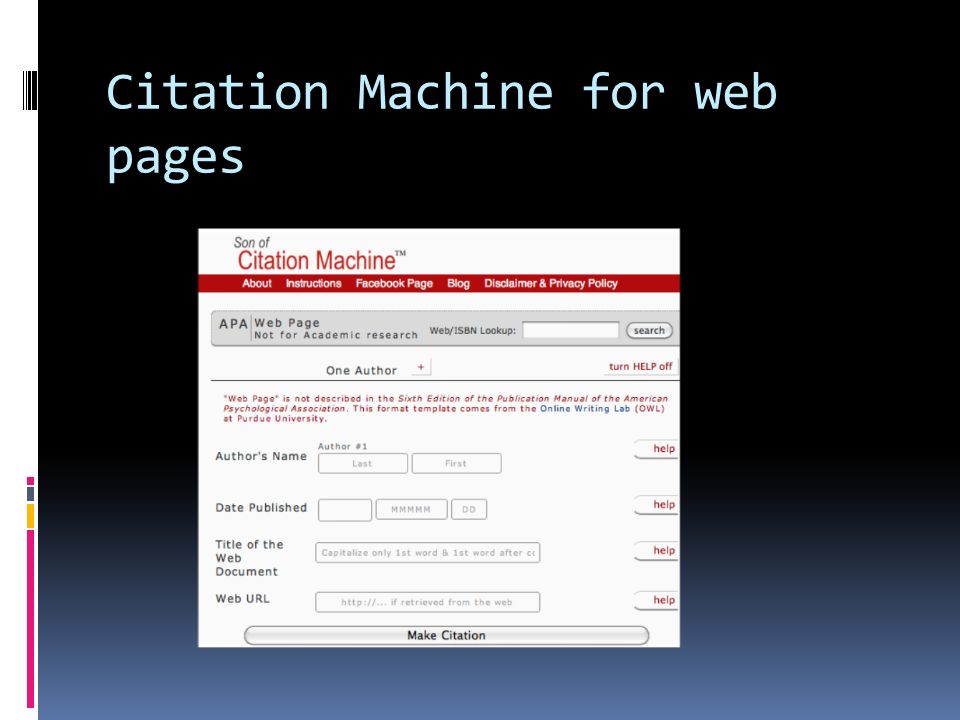 Citation Machine for web pages