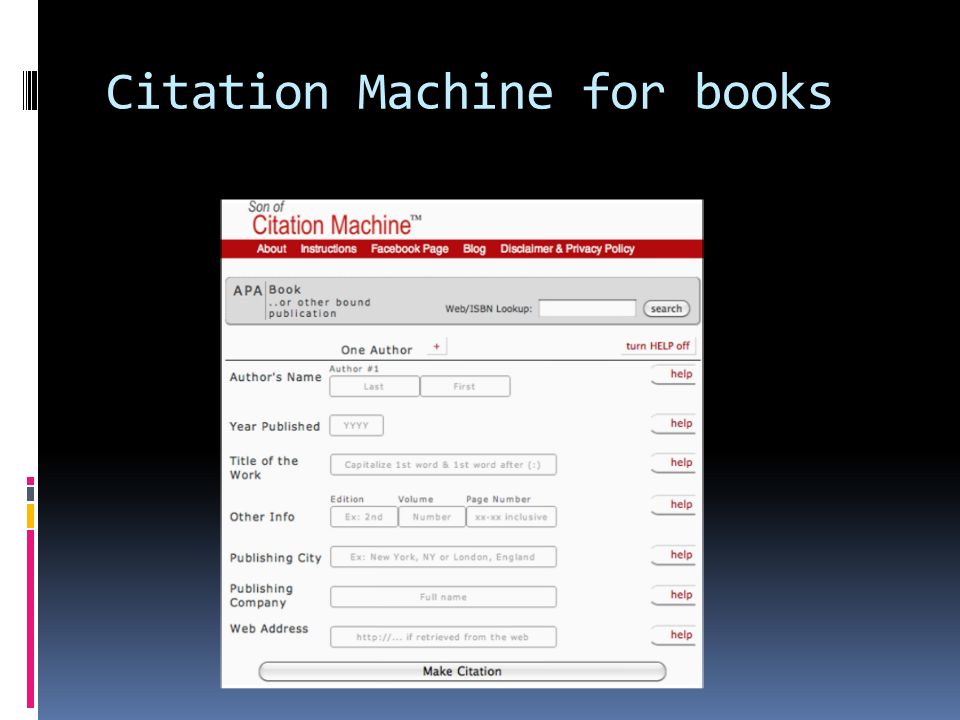Citation Machine for books