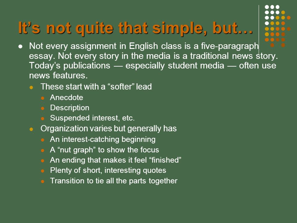 Turabian Style Essay Journalistic Writing And English Class Writing Similarities And Not Every Assignment In English Class Cultural Heritage Essay also Iliad Essay Questions English Class Essay Journalistic Writing And English Class Writing Heart Attack Essay