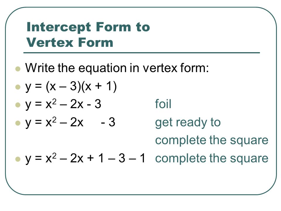 converting quadratic equations a step by step guide with practice how to find the y intercept in vertex form