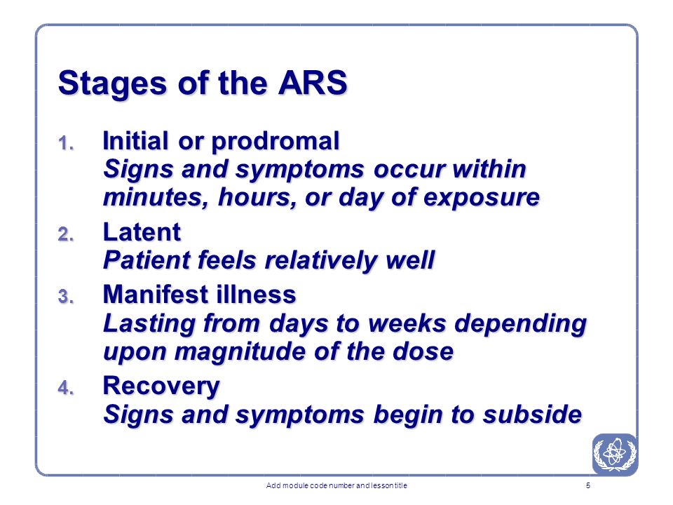 Acute radiation syndrome prodromal phase