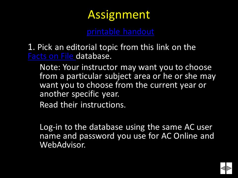 Editorial Assignment