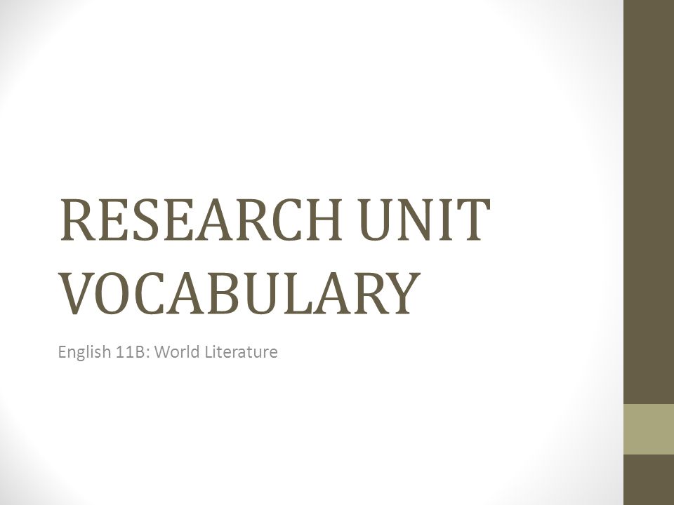 research unit vocabulary english 11b