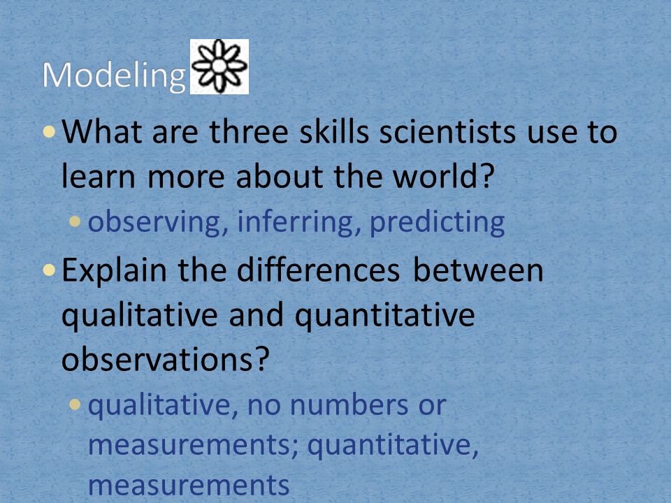 What are three skills scientists use to learn more about the world.