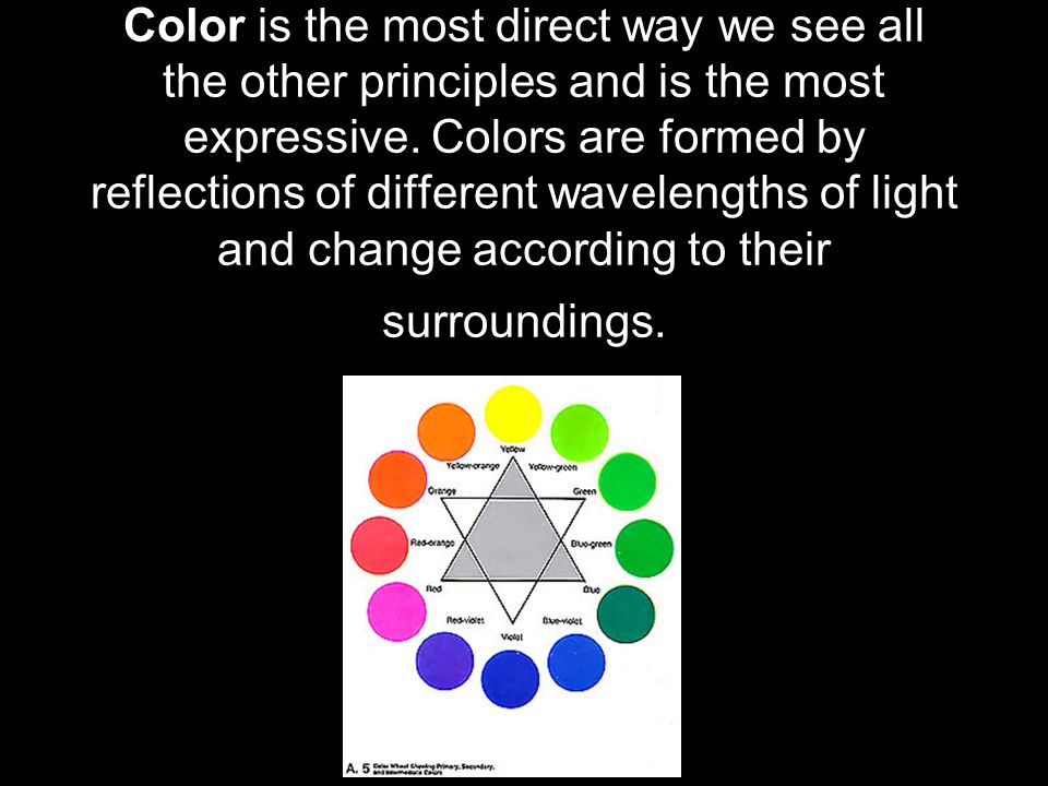 Color is the most direct way we see all the other principles and is the most expressive.
