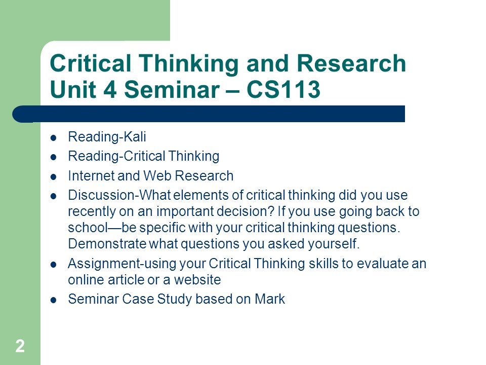Critical Thinking Seminars