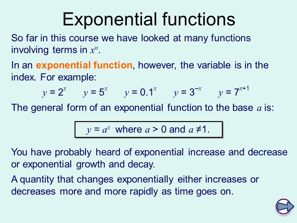 c2 exponential functions learning objective to be able to exponential function general form