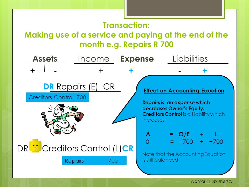 The Accounts Of General Ledger Balance Sheet Section Debit Dr Transaction Making Use Of A Service And Paying At The End Month E G