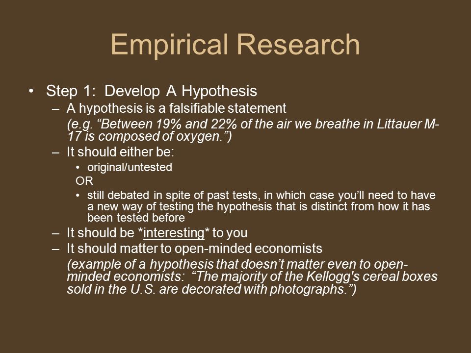 Developing A Hypothesis