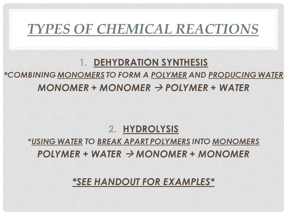 TYPES OF CHEMICAL REACTIONS 1.