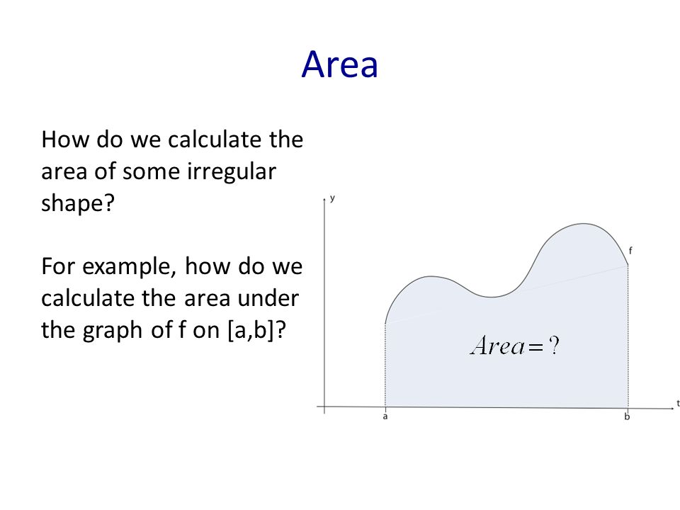 Area How do we calculate the area of some irregular shape.