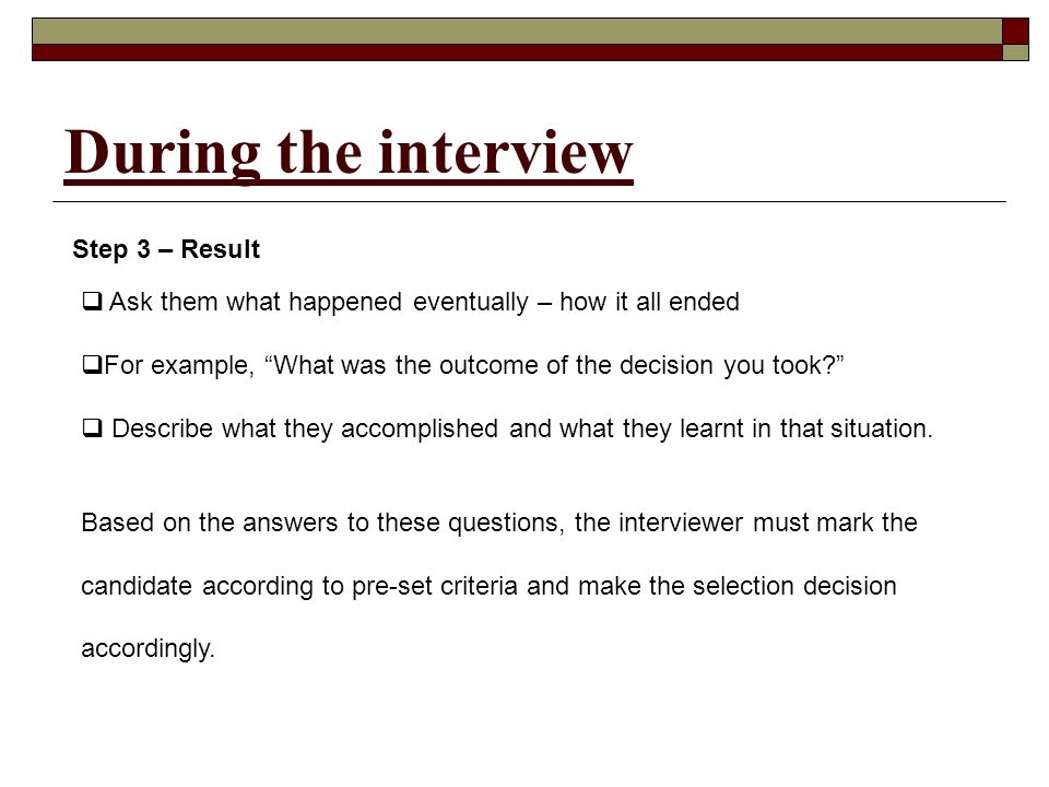situation based interview