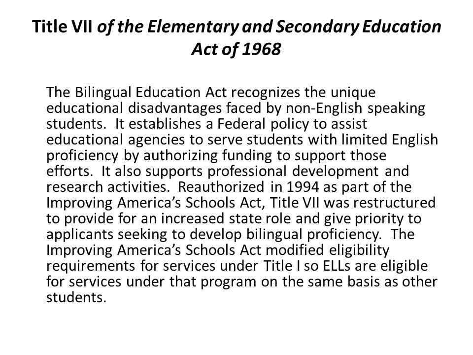 an overview of bilingual education in america The importance of bilingual education in america first off, it’s important to understand the difference between learning and education learning is the ability of an individual’s brain to acquire and retain information for a lifetime, whereas education is an aide to further strengthen a student’s learning capacity with the use of resources: teachers. an overview of bilingual education in america The importance of bilingual education in america first off, it’s important to understand the difference between learning and education learning is the ability of an individual’s brain to acquire and retain information for a lifetime, whereas education is an aide to further strengthen a student’s learning capacity with the use of resources: teachers.