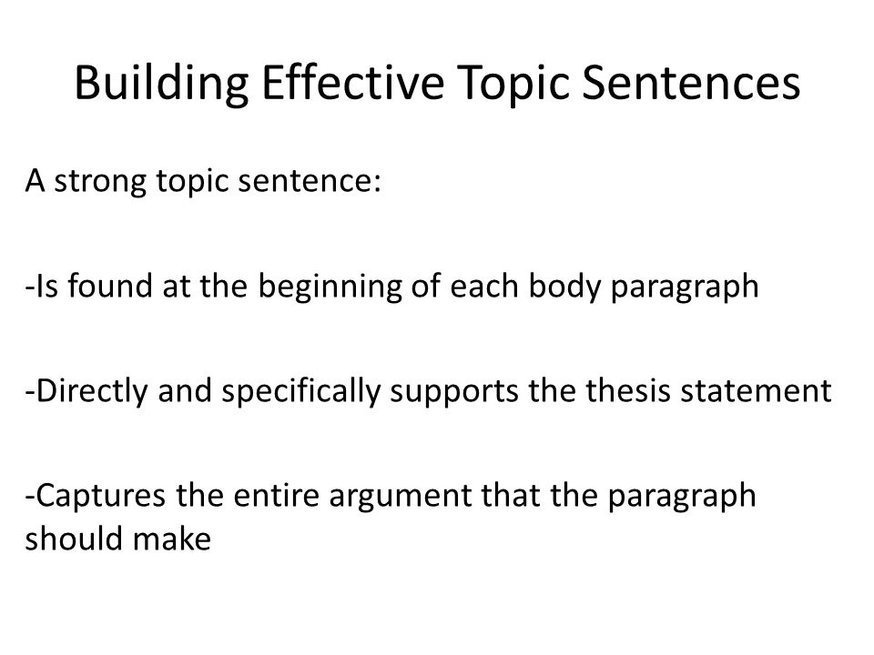 Building a thesis sentence