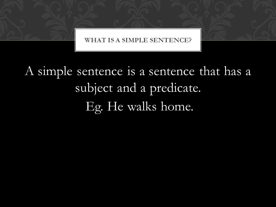 A simple sentence is a sentence that has a subject and a predicate.